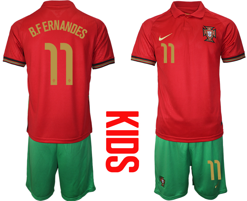 Cheap 2021 European Cup Portugal home Youth 11 soccer jerseys